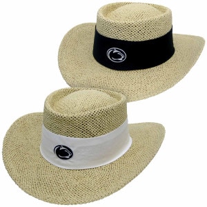 straw gambler hats with Penn State Athletic Logos on cloth bands